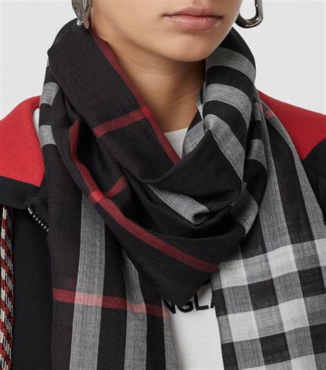 burberry lightweight giant check wool & silk scarf|lightweight giant check wool scarf.